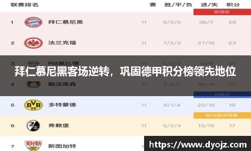 拜仁慕尼黑客场逆转，巩固德甲积分榜领先地位